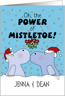 Hippos Under Mistletoe Customizable Names Christmas for Jenna Dean card