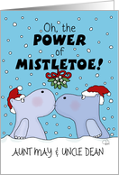 Hippos Under Mistletoe Customizable Names Christmas for Aunt Uncle card