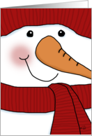 Up Close Snowman Face Merry Christmas card