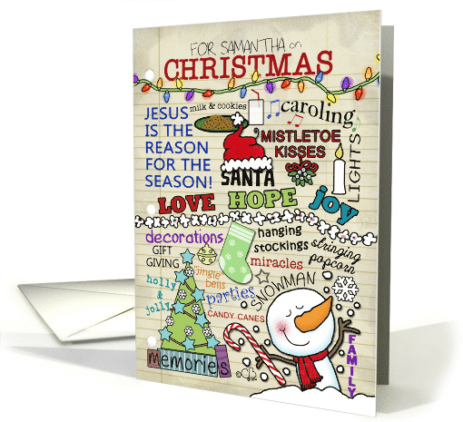 Christmas Notes Memories Customizable Name Christmas for Samantha card