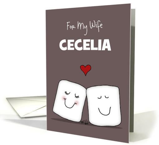 Marshmallows in Love Customizable Valentine for Wife Cecelia card