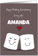 Marshmallows in Love Customizable Wedding Anniversary for Wife Amanda card