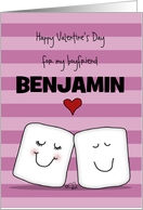 Marshmallows in Love Customized Valentine for Boyfriend Benjamin card