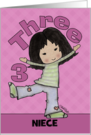 Customizable Birthday for Three Year Old Niece- Happy Asian Girl card