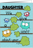 Customizable Birthday for Daughter We Give a Hoot Owls and Tree Limbs card