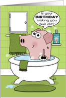 Feeling Old Birthday-Hogwash-Hog in Bathtub card