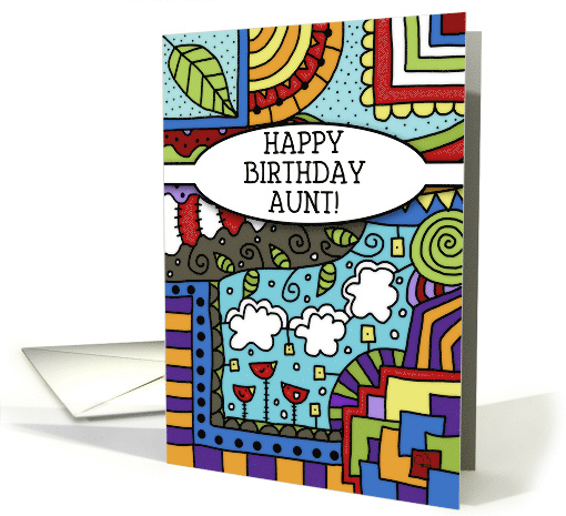 Happy Birthday for Aunt-Zen, tangle, doodle, Colorful Pattern card