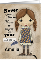 Girl with Plume-Customizable Name-Get Well for Cancer Patient card