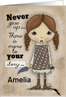 Get Well for Cancer Patient Girl with Plume Customizable Name card