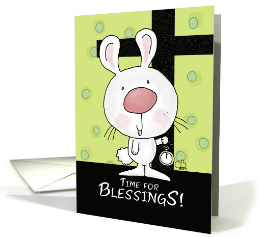 Happy Easter Bunny with Pocket Watch Time for Blessings card (1370408)