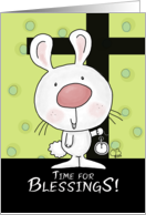 Happy Easter Bunny with Pocket Watch Time for Blessings card