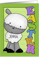 Customizable Name Happy Easter for Jenna Little Easter Lamb card