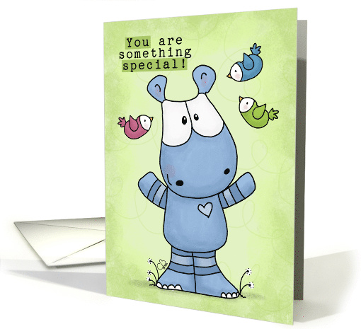 Hippo with Bird Friends Happy Birthday You are Something Special card