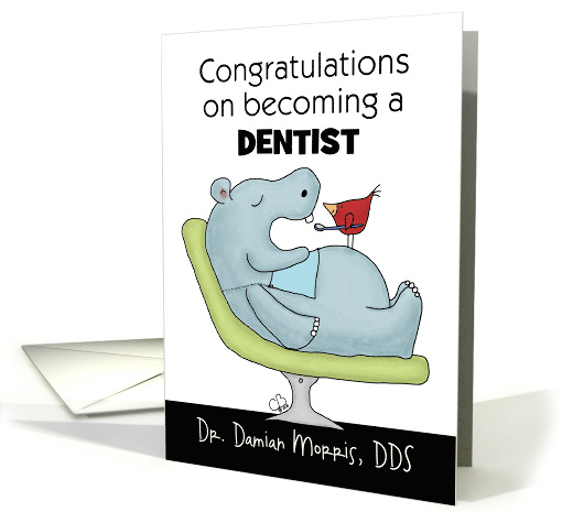 Customizable Congratulations on Becoming a Dentist-Hippo 