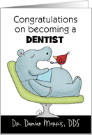 Customizable Congratulations on Becoming a Dentist-Hippo and Bird card