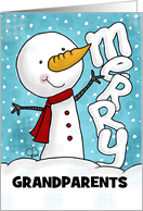 Customizable Merry Christmas for Grandparents Snowman makes Merry card