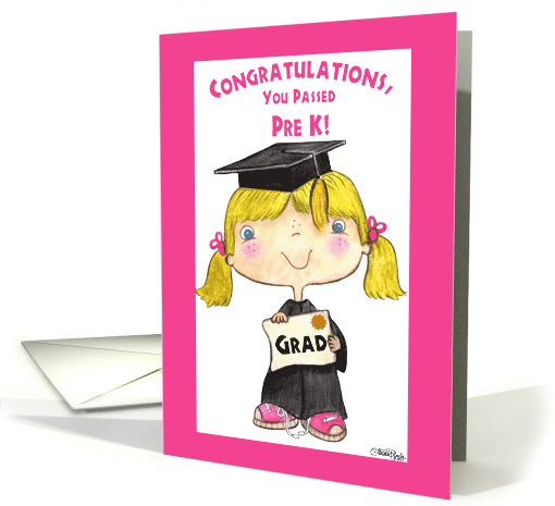 Little Pre-K Graduate Girl-Blond Hair, Blue Eyes card (1390634)