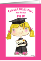 Little Pre K Graduate Girl Blond Hair Blue Eyes card