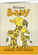 Customizable Name Congratulations on New Baby for Nathaniel Giraffes card