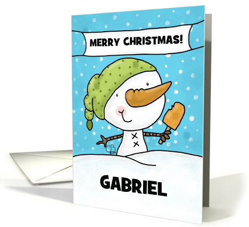 Customizable Name Merry Christmas for Gabriel Snowman... (1391538)