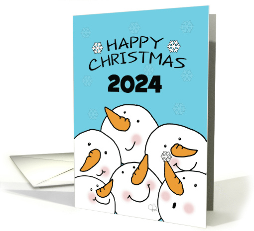 Customizable Year Happy Christmas 2024 Group of Snowman Friends card