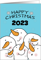 Customizable Year Happy Christmas 2021 Group of Snowman Friends card