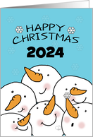 Customizable Year Happy Christmas 2023 Group of Snowman Friends card