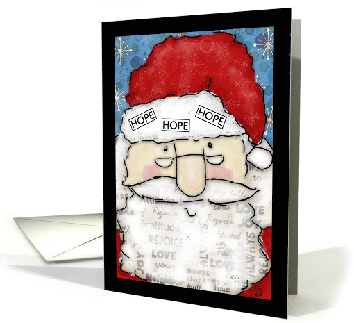Merry Christmas Digital Mixed Media Santa Face card (1406440)