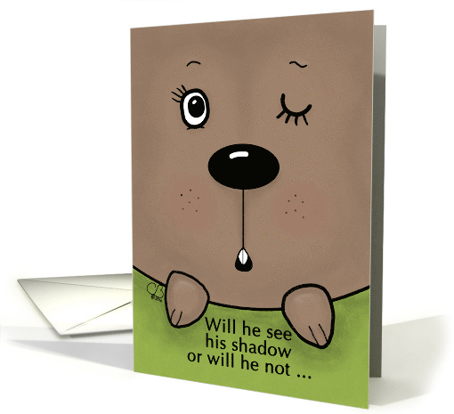 Humorous Happy Groundhog Day Groundhog Face card (1415994)