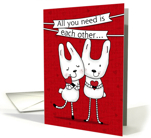 Happy Anniversary to Couple-Love Bunnies-All You Need is... (1416386)