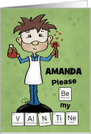 Personalized Name Valentine’s Day for Amanda Male Chemist Elements card