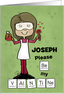 Personalized Name Valentine’s Day for Joseph Female Chemist Elements card