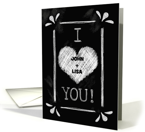 Customizable Names-Happy Anniversary- Chalkboard Heart Design card