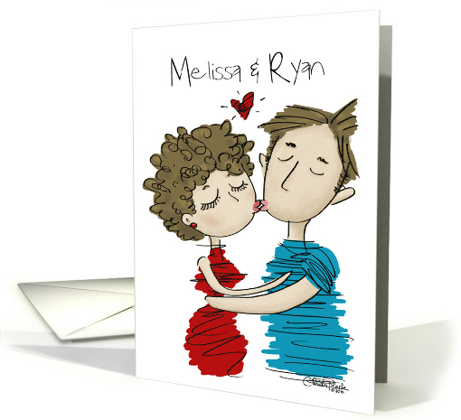 Customizable Names Happy Valentine's Day Quirky Kissing Couple card