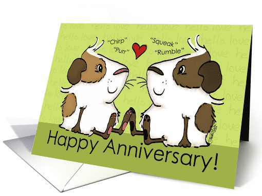 Happy Anniversary for Husband Guinea Pig Couple Speak card (1422460)