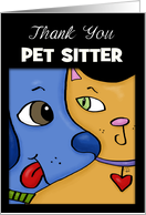 Customizable Thank You to Pet Sitter Dog and Cat Design card