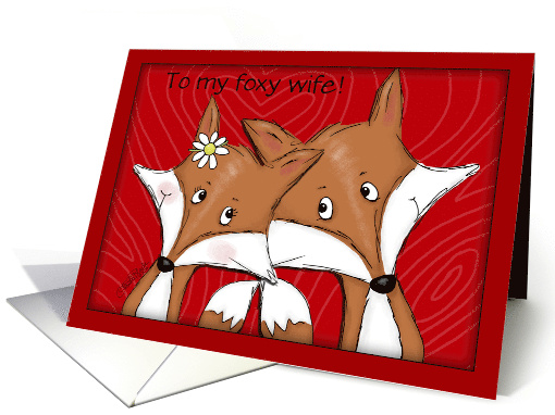 Customizable Happy Anniversary to wife Fox Couple card (1424568)