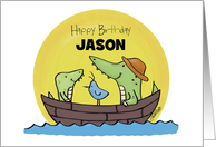 Customizable Name Happy Birthday Little Brother Jason Two Crocodiles card