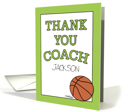 Customizable Thank You Basketball Coach Jackson Basketball Theme card