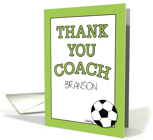 Customizable Thank You Soccer Coach Branson Soccer Theme card