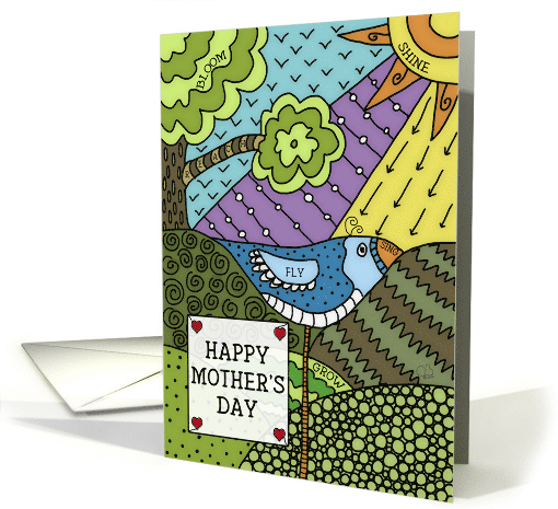 Happy Mother's Day Bird and Nature Doodle Pattern card (1431538)