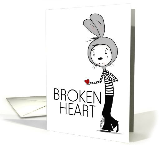 Bereavement Thinking of You Broken Hearted Bunny Mime card (1432236)