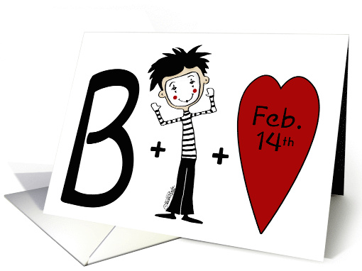 Happy Valentine's Day Rebus Pictogram Puzzle Mime and Heart card