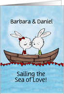 Customized Happy Anniversary to Barbara Daniel Bunnies Sea of Love card