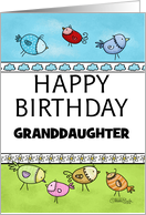 Customized Happy Birthday for Granddaughter Flock of Whimsical Birds card