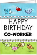 Customized Happy Birthday for Co-Worker Flock of Whimsical Birds card