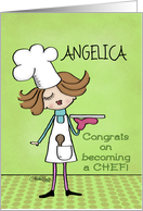 Customized Name Congratulations on Becoming a Chef Woman with Platter card