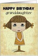 Customize Happy Birthday Granddaughter Little Girl with Word Pattern card