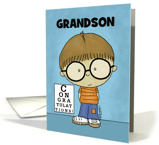 Customize Congratulations Getting Glasses for Grandson Little Boy card