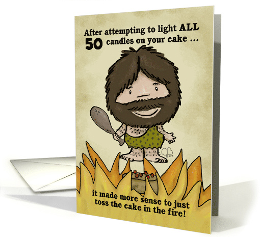 Customizable Happy 50th Birthday Humor for Man Caveman... (1437068)